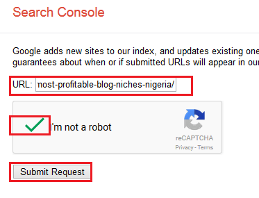 Submitng URL to Google Search Console