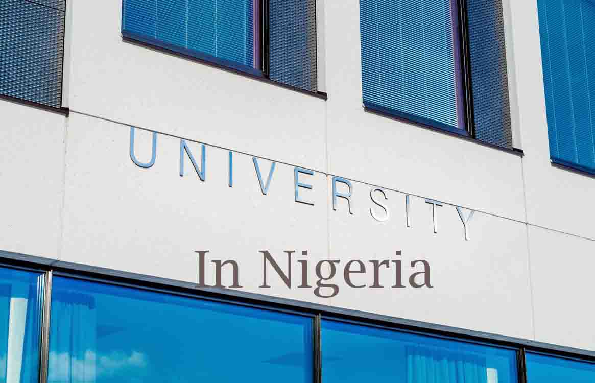 Building with text: universities in Nigeria