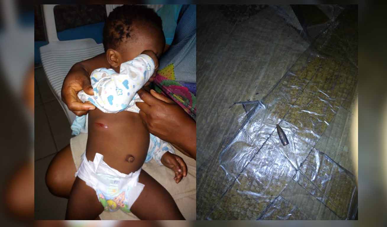 Baby nearly killed by stray bullet